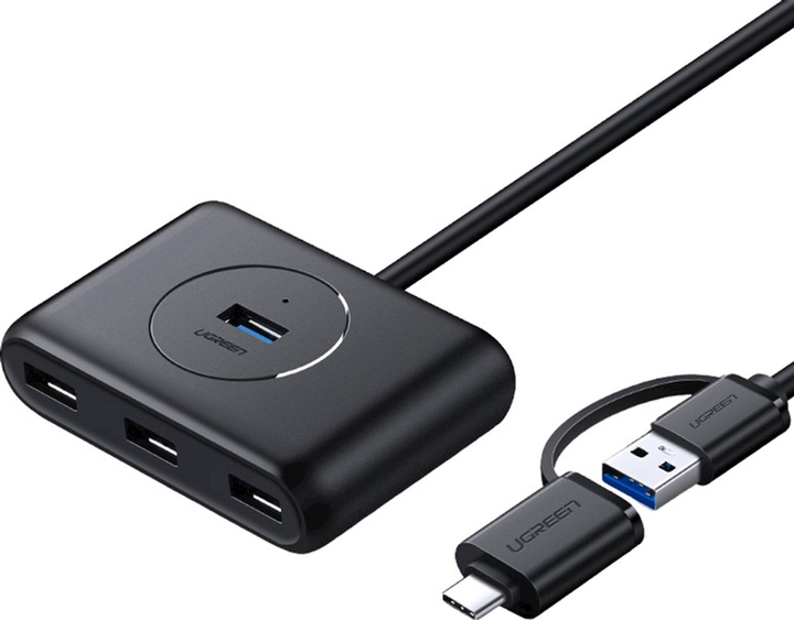 USB-hub Ugreen CR113/40850 USB 3.0 + USB-C (6957303848508) Czarny - obraz 1
