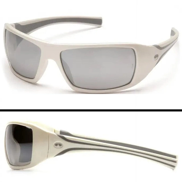 Защитные тактические очки Pyramex открытые стрелковые очки Goliath White (silver mirror) зеркальные черные (2ГОЛИ-Б70) - изображение 1