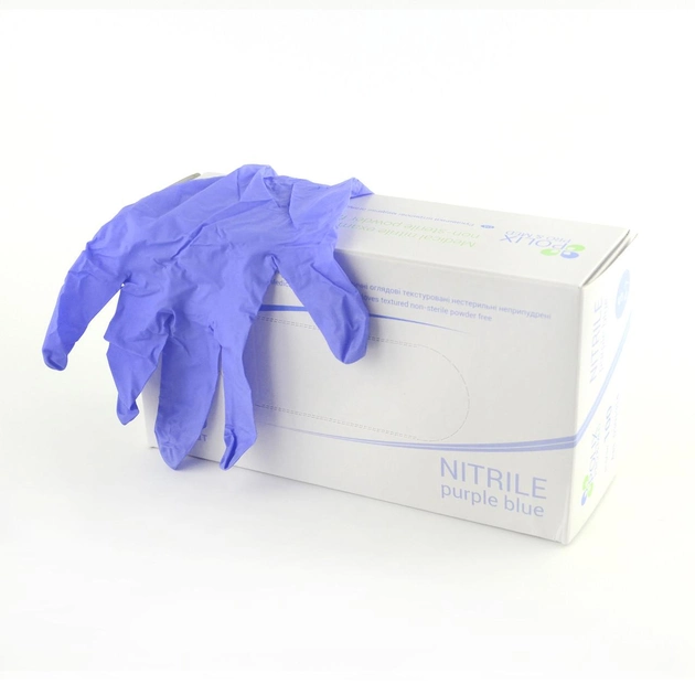 Перчатки Нитриловые неопудренные Polix PRO&MED™ голубые Purple Blue (100 шт/пач) M - изображение 1