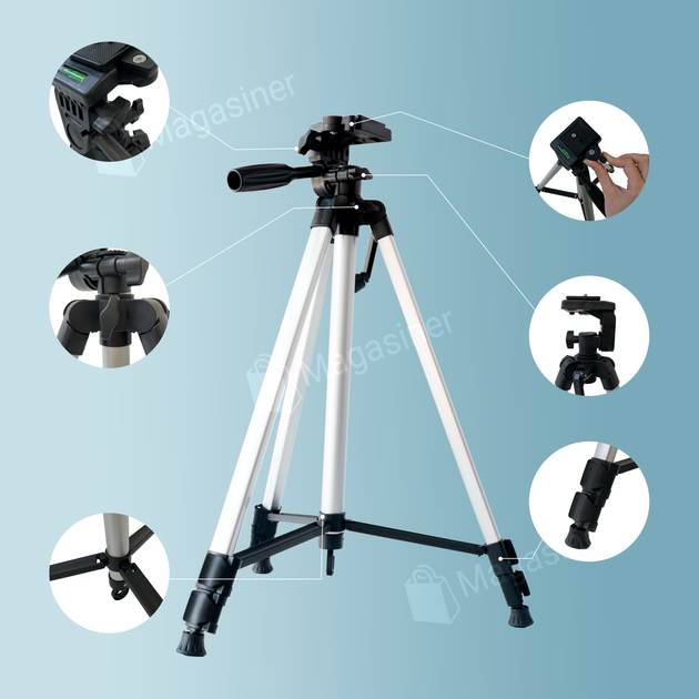 Штатив трипод Tripod 330A для телефону та камери 132 см з чохлом + bluetooth кнопка (940-1) - зображення 3
