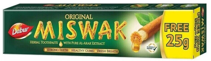 Упаковка зубной пасты Dabur Herb'l Miswak Травяная 75 г х 3 шт (6291069206708) - Фото 2 Упаковка зубной пасты Dabur Herb'l Miswak Травяная 75 г х 3 шт (6291069206708) - изображение 2