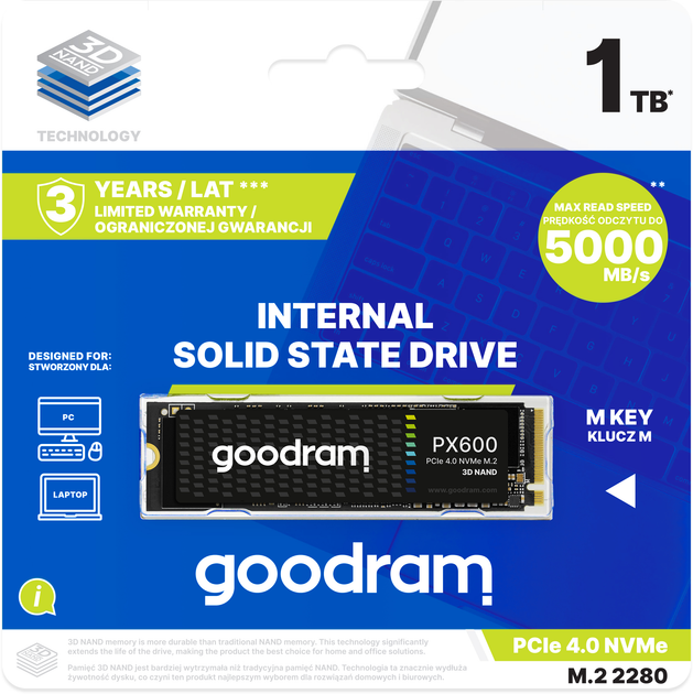 Goodram PX600 1TB M.2 NVMe PCIe 4.0 x4 3D NAND (TLC) (SSDPR-PX600-1K0-80) - зображення 4