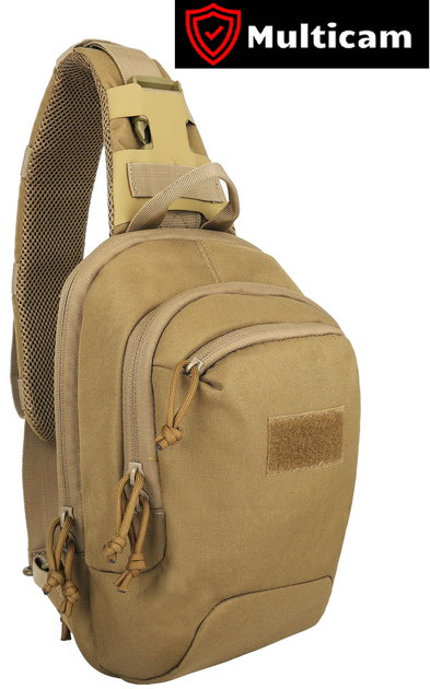 Тактична сумка нагрудна Multicam KMS-6 на блискавці з трьома кишенями, колір Coyote - зображення 2