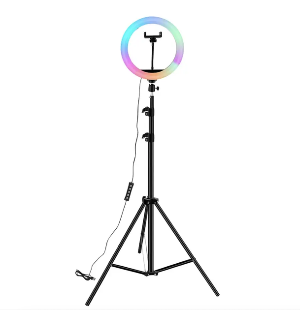 Кольцевая лампа RGB MJ30, 30 см + штатив 2,1м - Фото 9 Кольцевая лампа RGB MJ30, 30 см + штатив 2,1м - изображение 9