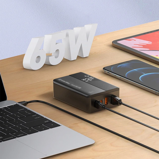 Мережевий зарядний пристрій ColorWay Power Delivery 2 USB-A + 2 USB TYPE-C 65W Black (CW-CHS040PD-BK) - зображення 7