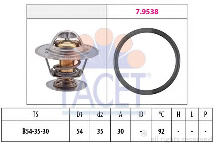 Термостат Opel Omega A/Ascona B/Ford Scorpio/Volvo S60/S70/V70 2.0-3.0 i/D -98 (92 C) Facet (78279) - изображение 1