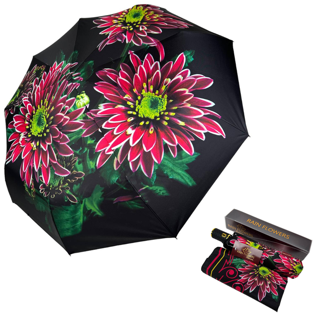 Жіночий парасольку-автомат у подарунковій упаковці з косинкою Rain Flower 9 спиць анти-вітер (ЗТ01020-5) - зображення 8