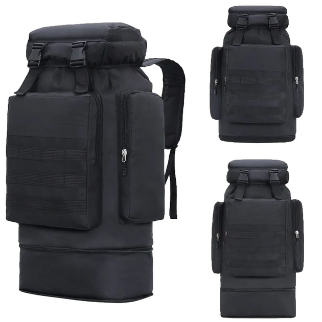 Рюкзак тактический 70 л, с выдвижным дном, Черный, К0616 - изображение 1