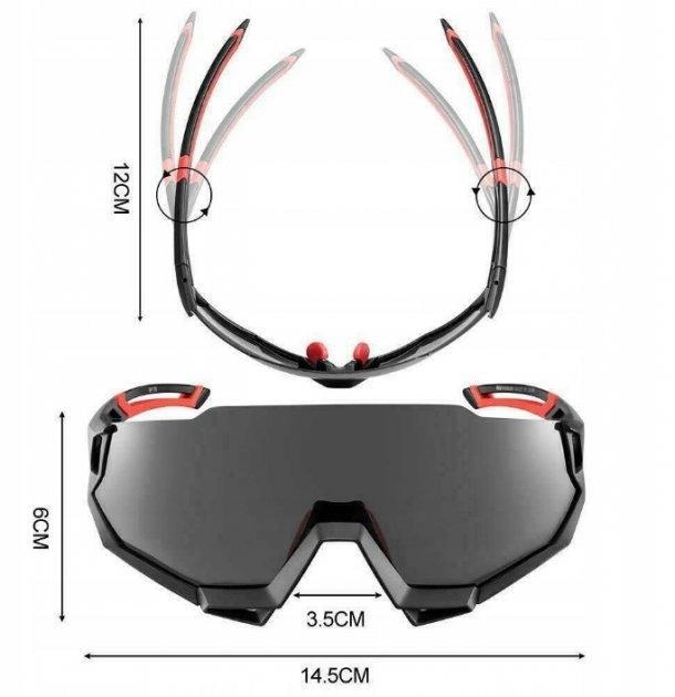 Тактичні захисні окуляри ROCKBROS Green 10133. 5 лінз/окулярів поляризаційні UV400 велосипедні окуляри.тактичні - зображення 2