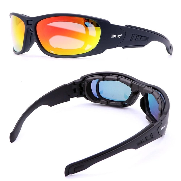 Защитные тактические очки с поляризацией Daisy C6 черные + 4 комплекта линз - изображение 1