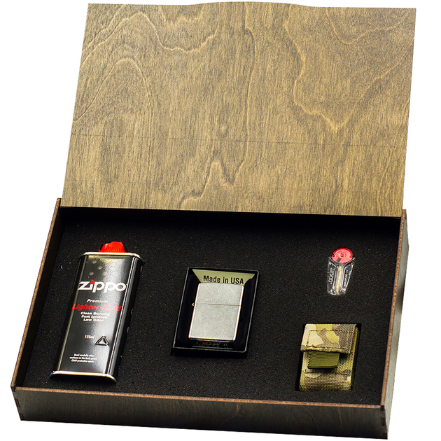 Подарочный набор Zippo Зажигалка 207 + Коробка + Бензин + Кремни ...