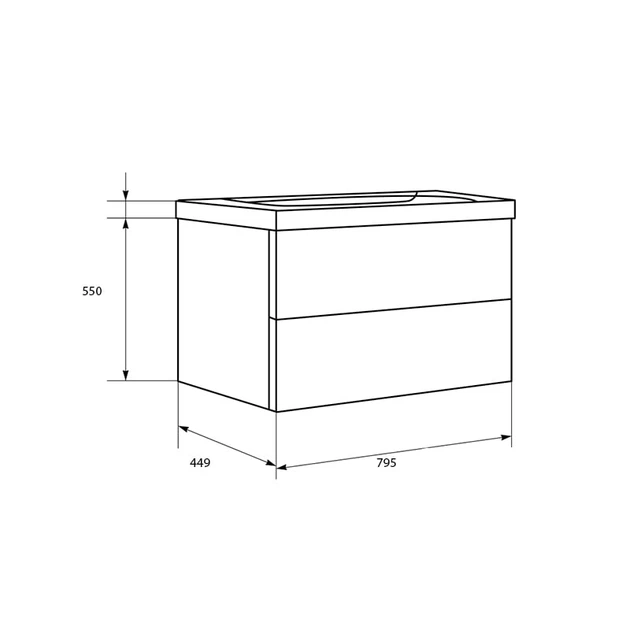 Тумба із умивальником DEVIT Acqua 79.5x55x44.9см підвісна біла 088169W - зображення 2