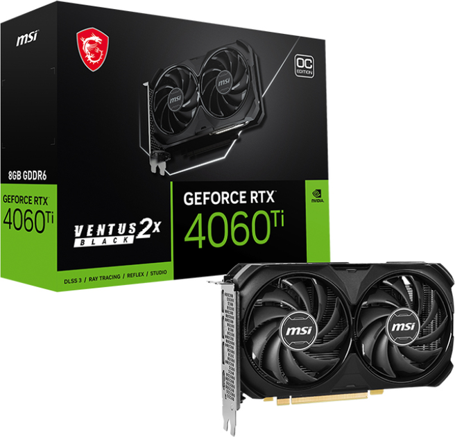 Відеокарта MSI PCI-Ex GeForce RTX 4060 Ti Ventus 2X OC 8GB GDDR6 (128bit) (2565/18000) (1 х HDMI, 3 x DisplayPort) (RTX 4060 Ti VENTUS 2X BLACK 8G) - зображення 5