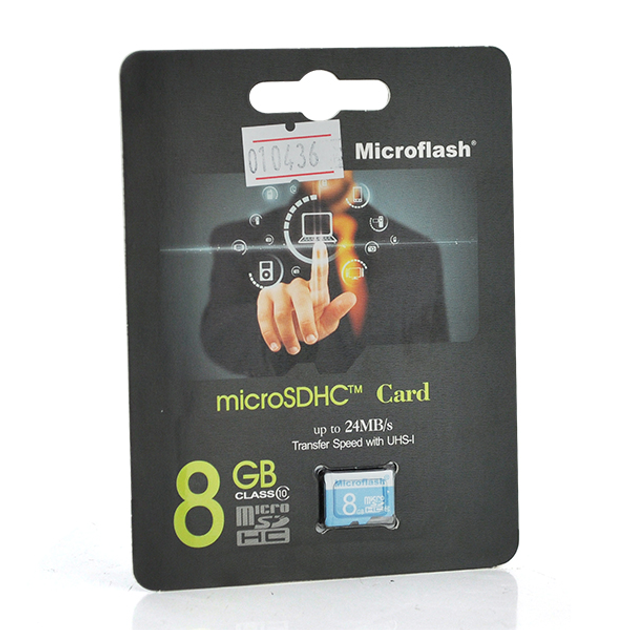 Карта памяти Microflash Micro SD cкорость передачи данных 28MB/s, class10, 8G - изображение 1
