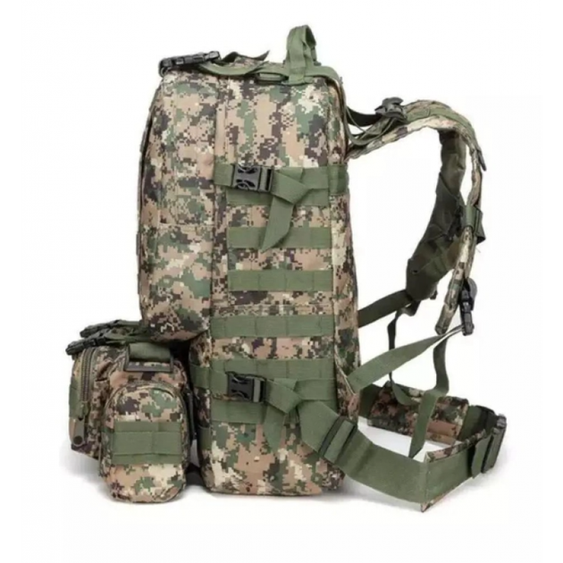 Рюкзак мужской тактический с 3 подсумками Tactical Backpack B08 Пиксель на 55 л военный туристический для охоты и рыбалки с креплением MOLLE - изображение 3