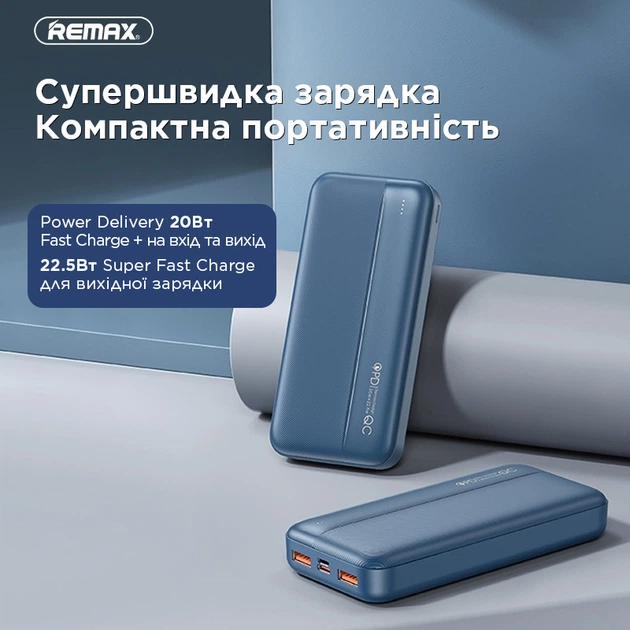 УМБ Remax Tinyl Series 22.5W + 20W+QC 20000mAh Blue (RPP-213) – фото ...