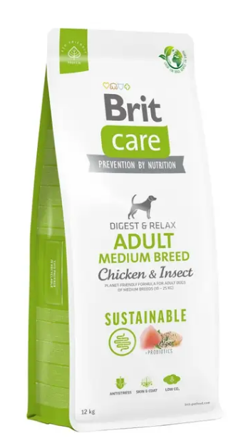 Сухий корм для собак середніх порід Brit Care Dog Sustainable Adult Medium Breed (курка та комахи) 12 кг(172177) - Фото 1 Сухий корм для собак середніх порід Brit Care Dog Sustainable Adult Medium Breed (курка та комахи) 12 кг(172177) - изображение 1
