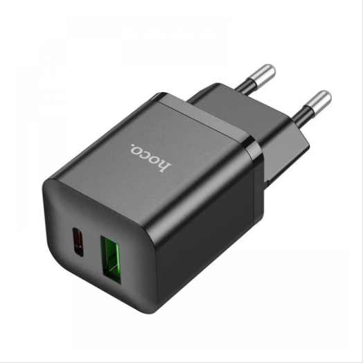 Зарядний пристрій МПЗ Hoco N28 Founder 20W (Type-C + USB) black - зображення 2