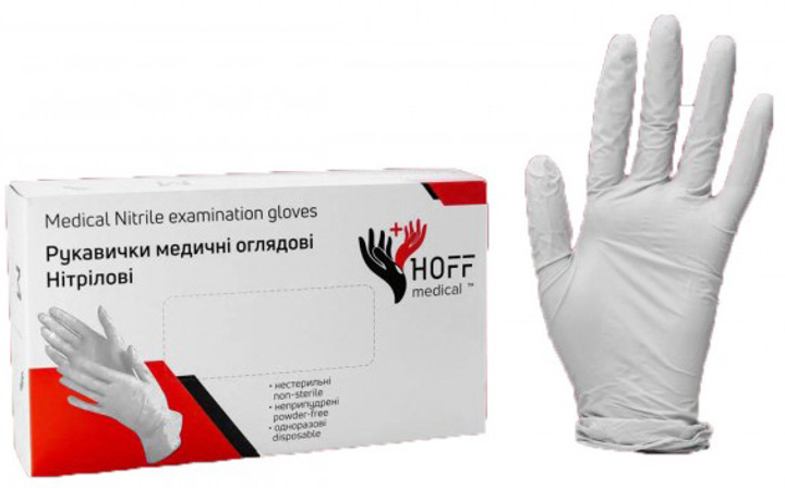 Перчатки латексные припудренные Hoff Medical L 100 шт Белые (op_omp010003_L) - изображение 1