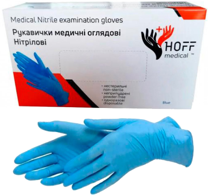 Перчатки нитриловые Hoff Medical S 1000 шт Голубые (op_omp010005_S_10) - изображение 1