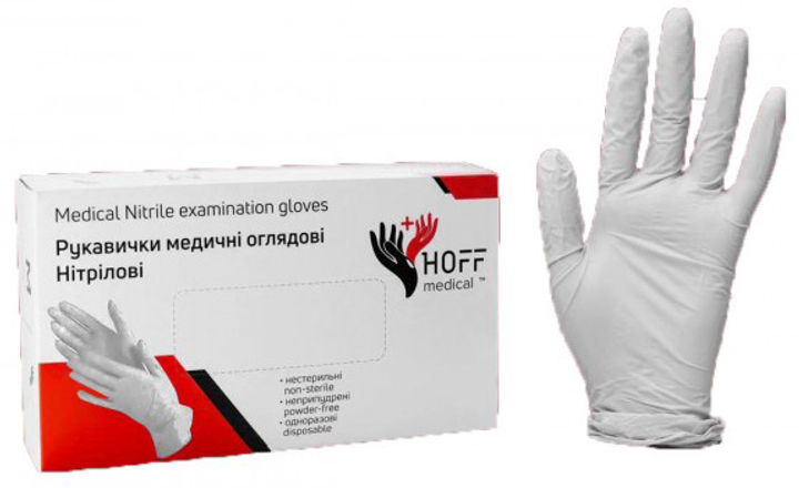 Перчатки латексные Hoff Medical без пудры M 500 пар Белые (op_omp010004_M_10) - изображение 1