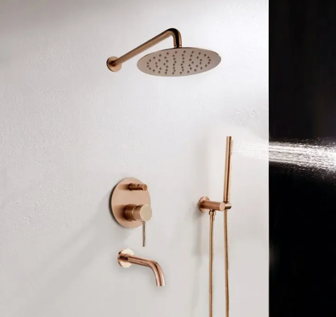 Душовий гарнітур прихованого монтажу REA LUNGO ROSE GOLD + BOX з виливом (REA-P6610) - зображення 2