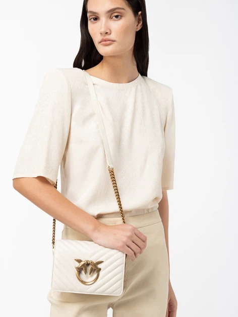 Сумка крос-боді шкіряна жіноча Pinko Love Click Mini Shoulder Bag 100067A0GK-Z14Q Bianco Seta (8055209976849) - зображення 7