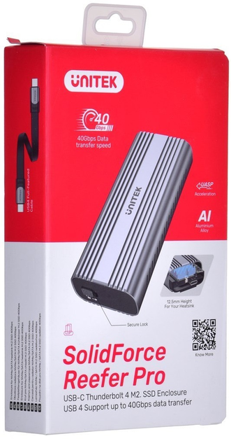 Zewnętrzna kieszeń Unitek SolidForce Reefer Pro na M.2 SSD NVMe (PCIe) USB 4.0 (S1226A) - obraz 10