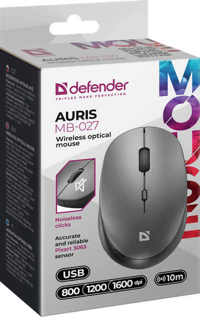 Mysz Defender Auris MB-027 Wireless Grey (4745090821789) - Zdjęcie 5 Mysz Defender Auris MB-027 Wireless Grey (4745090821789) - obraz 5