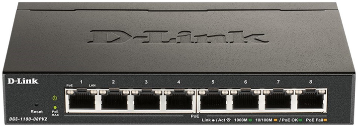 Комутатор D-Link DGS-1100-08PV2/E 8-Port (PoE) Gigabit Smart Managed - зображення 1
