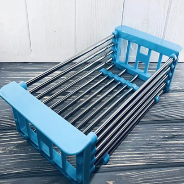 Кухонна полиця Багатофункціональна складана Kitchen Drain Shelf Rack для сушіння посуду та овочів та фруктів від 35см до 54см FF-77 - зображення 9
