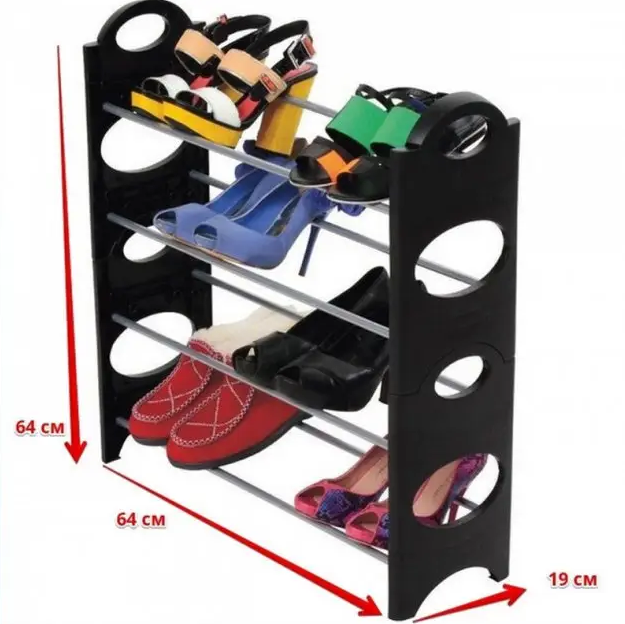 Стелаж підлоговий для взуття на 4 полиці Shoe Rack полиця стійка взуттєва в передпокій - зображення 4