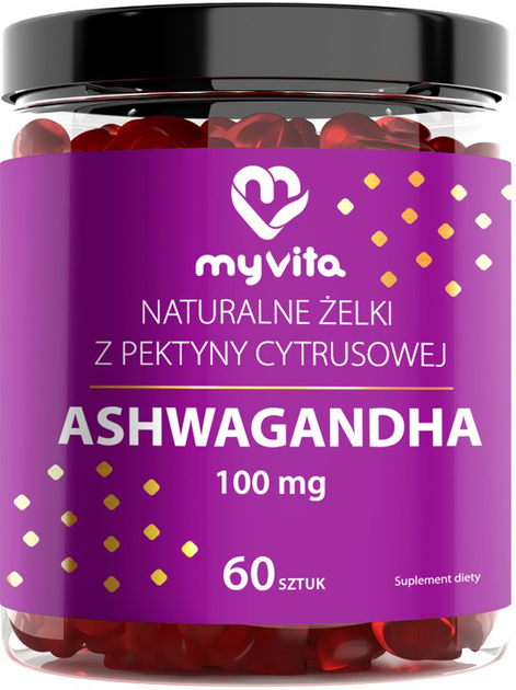 Цукерки жувальні Myvita Natural Ashwagandha 100 мг 60 шт. (5903021593078) - зображення 1