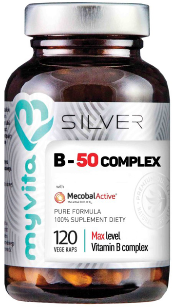 Харчова добавка Myvita Silver Vitamin B-50 Complex 120 капсул (5903021591265) - зображення 1