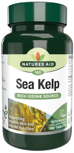Харчова добавка Natures Aid Kelp 187 мг 180 таблеток йоду з морських водоростей (5023652071803) - зображення 1