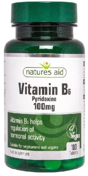 Добавка харчова Natures Aid Вітамін B6 100 мг 100 таблеток (5023652141001) - зображення 1