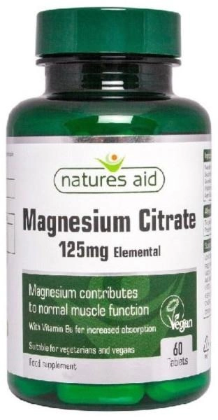Natures Aid Cytrynian Magnezu 125mg 60 tabletek (5023652294066) - obraz 1