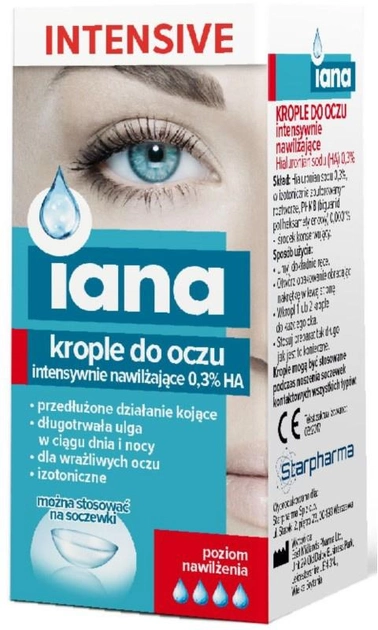 Харчова добавка Starpharma Iana Краплі для очей інтенсивні 0.3% Ha (5904730732802) - зображення 1