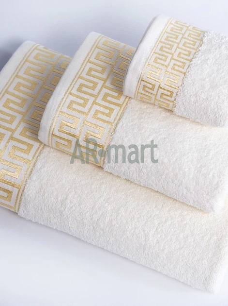Подарунковий Набір Рушників в коробці Greg Gold Cream - Комплект Банних Рушників 3 шт: 70 х140 см, 50х90 см, 30х50 см Кремовий - Фото 3 Подарунковий Набір Рушників в коробці Greg Gold Cream - Комплект Банних Рушників 3 шт: 70 х140 см, 50х90 см, 30х50 см Кремовий - зображення 3
