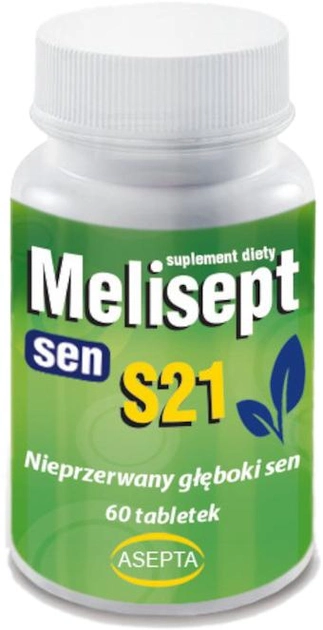 Харчова добавка Asepta Melisept Sen S21 60 таблеток для заспокоєння (5904734577065) - зображення 1