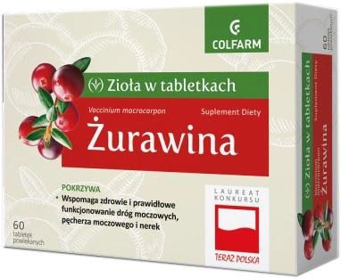Suplement diety Colfarm Żurawina z pokrzywą 60 tabletek (5901130351916) - obraz 1