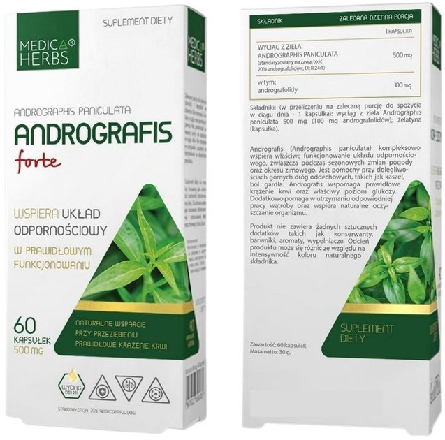 Харчова добавка Medica Herbs Andrografis Forte 60 капсул (5903968202057) - зображення 1