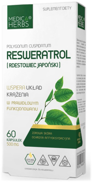 Medica Herbs Resweratrol Rdestowiec Japoński 60 kapsułek (5903968202071) - obraz 1