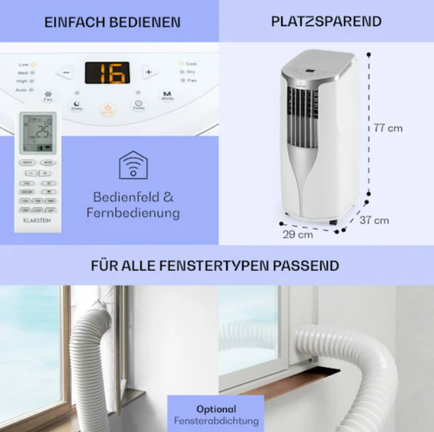 Мобильный кондиционер Breeze 9 4-в-1 9000 BTU мобильный таймер - изображение 4