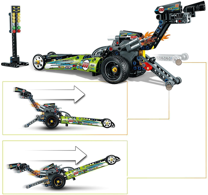 Zestaw klocków LEGO Technic Dragster 225 elementów (42103) - obraz 8