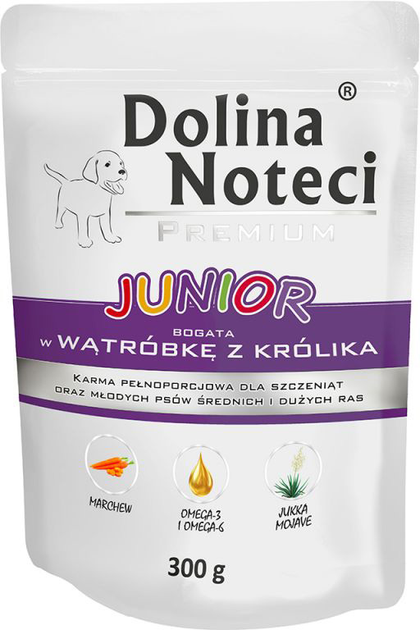 Вологий корм Dolina Noteci Premium Junior з печінкою кролика - вологий корм для цуценят середніх та великих порід - 300г (5902921301189) - зображення 1