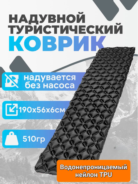 Коврик туристический надувной матрас коврик каремат для похода влагостойкий - Фото 1 Коврик туристический надувной матрас коврик каремат для похода влагостойкий - изображение 1