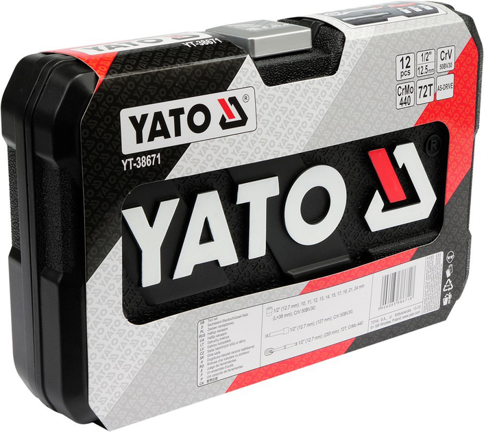 Набір торцевих головок YATO YT-38671 12 предметів - зображення 4