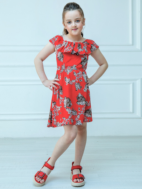 Акція на Дитяча літня сукня для дівчинки Ласточка 23_2052 122 см Червона від Rozetka