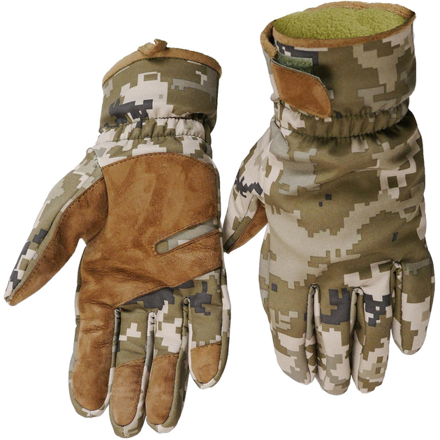 Тактичні зимові рукавички Softshell Піксель S - зображення 1